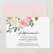 Eenvoudig Chic Blush Floral Wedding Postponement Kaart (Voorkant / Achterkant)