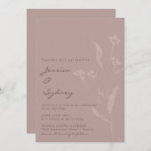 Eenvoudig Chic Botanical Script Dusty Mauve Wedden Kaart (Voorkant / Achterkant)