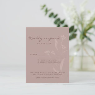 Eenvoudig Chic Botanical Script Dusty Mauve Wedden RSVP Kaartje