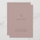 Eenvoudig Chic Botanical Script Dusty Mauve Wedden Save The Date (Voorkant / Achterkant)
