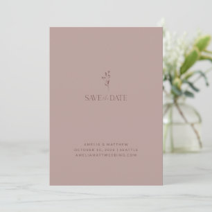 Eenvoudig Chic Botanical Script Dusty Mauve Wedden Save The Date