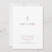 Eenvoudig Chic Botanical Script White Mauve Weddin Save The Date (Voorkant)