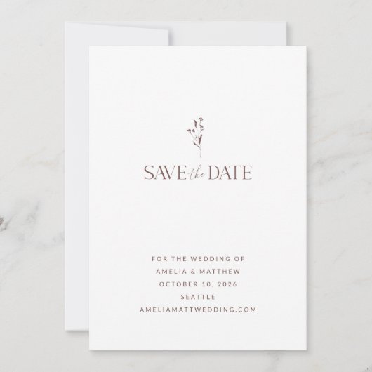 Eenvoudig Chic Botanical Script White Mauve Weddin Save The Date (Voorkant)