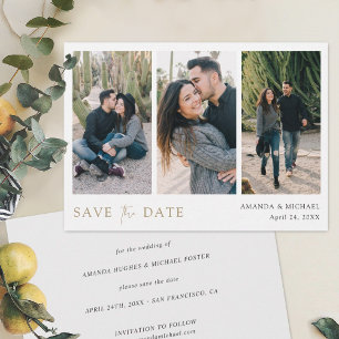 Eenvoudig Chic Custom Multi Photo Collage Wedding Save The Date