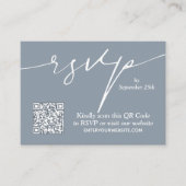 Eenvoudig Chic Dusty Blue QR Code Weddenschap Informatiekaartje (Voorkant)