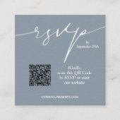 Eenvoudig Chic Dusty Blue QR Code Weddenschap Informatiekaartje (Voorkant)