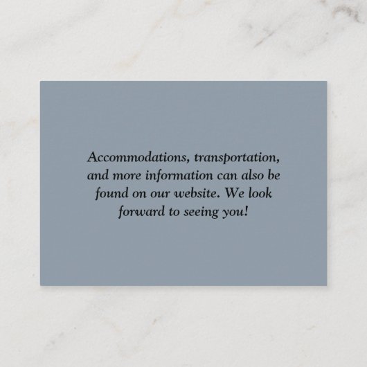 Eenvoudig Chic Dusty Blue QR Code Weddenschap Informatiekaartje (Achterkant)