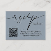 Eenvoudig Chic Dusty Blue QR Code Weddenschap Informatiekaartje (Voorkant)