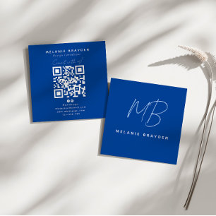 Eenvoudig Chic Elegant Navy Blauwe Twee Monogram Vierkante Visitekaartje