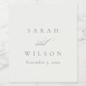 Eenvoudig chic Elegant Script Black White Wedding Wijn Etiket (Enkel label)