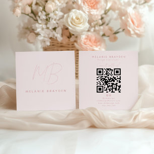 Eenvoudig Chic Elegante Roze Roze Twee Monogram Vierkante Visitekaartje