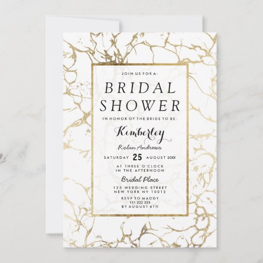 Eenvoudig chic faux goud wit marmer Vrijgezellenfe Kaart (Voorkant)