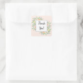 Eenvoudig Chic Floral dank je voor Vierkante Sticker (Tas)