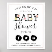 Eenvoudig Chic Floral Garden Baby shower Welkom Poster (Voorkant)