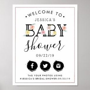 Eenvoudig Chic Floral Garden Baby shower Welkom Poster