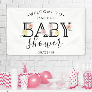Eenvoudig Chic Floral Garden Baby shower Welkom Spandoek