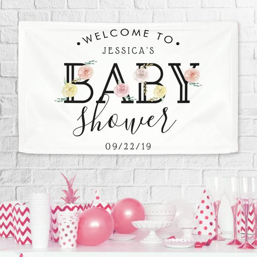 Eenvoudig Chic Floral Garden Baby shower Welkom Spandoek