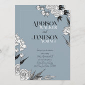 Eenvoudig Chic Floral Sketch Minimalist Wedding Ui Kaart (Voorkant / Achterkant)
