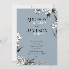 Eenvoudig Chic Floral Sketch Minimalist Wedding Ui Kaart