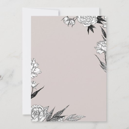 Eenvoudig Chic Floral Sketch Minimalist Wedding Ui Kaart (Achterkant)