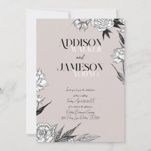 Eenvoudig Chic Floral Sketch Minimalist Wedding Ui Kaart