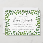 Eenvoudig Chic Foliage Baby Shower-uitnodigingen Kaart (Voorkant)