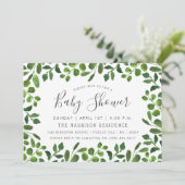 Eenvoudig Chic Foliage Baby Shower-uitnodigingen Kaart (Staand voorkant)