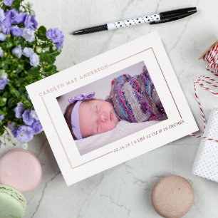 Eenvoudig Chic Foto Real Folie Birth Announounding Folie Uitnodiging Briefkaart