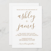 Eenvoudig Chic Gold Calligraphy Wedding Kaart (Voorkant / Achterkant)
