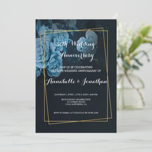 Eenvoudig Chic Gold Geometric Fra Wedding Jubileum Kaart (Staand voorkant)