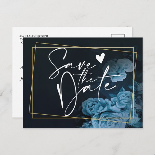 Eenvoudig Chic Gold Geometric Lijst Save the Date Aankondigingskaart (Voorkant / Achterkant)