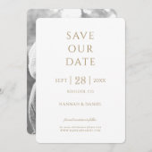 Eenvoudig Chic Gold Photo Weduwnaar Save the Date Kaart (Voorkant / Achterkant)