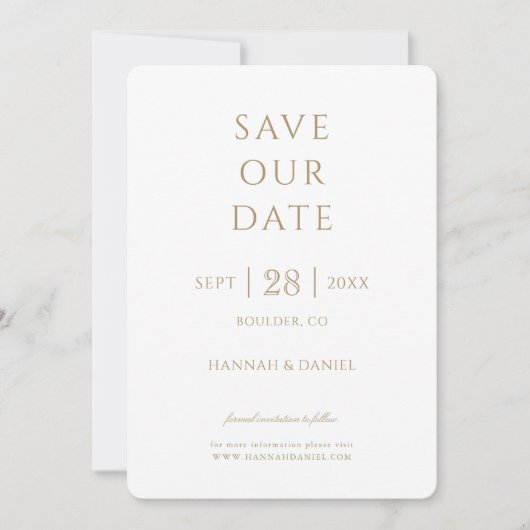 Eenvoudig Chic Gold Photo Weduwnaar Save the Date Kaart (Voorkant)