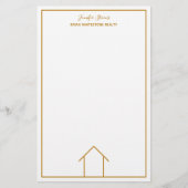 Eenvoudig Chic Goud Onroerend Goed Huis Makelaar Briefpapier (Voorkant)