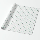 Eenvoudig Chic Green Polkadots patroon op wit Cadeaupapier (Uitgerold)