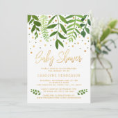 Eenvoudig Chic Greenery & Gold Baby shower Kaart (Staand voorkant)