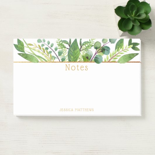 Eenvoudig Chic Greenery & Gold Foil Note Pad (Kantoor)