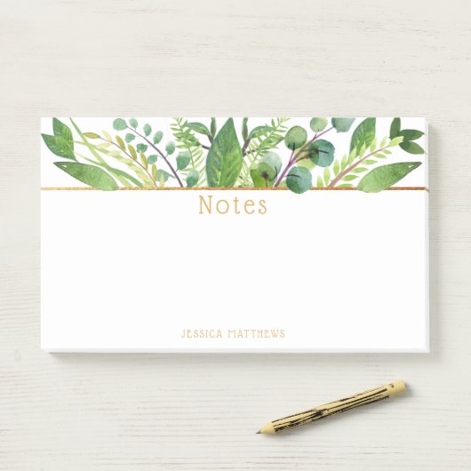 Eenvoudig Chic Greenery & Gold Foil Note Pad (Op bureau)