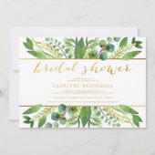 Eenvoudig Chic Greenery & Gold Vrijgezellenfeest Kaart (Voorkant)