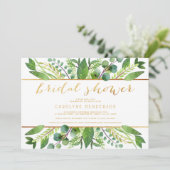 Eenvoudig Chic Greenery & Gold Vrijgezellenfeest Kaart (Staand voorkant)