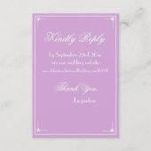 Eenvoudig Chic Mauve Lila Fancy Witte Script Detai Informatiekaartje (Voorkant)
