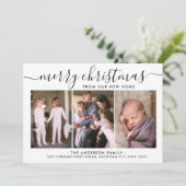 Eenvoudig Chic Merry Kerstmis 3 Foto Holiday Movem Aankondiging (Staand voorkant)