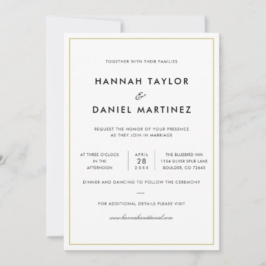 Eenvoudig chic-minimalistisch legant Gold Accent W Kaart (Voorkant)