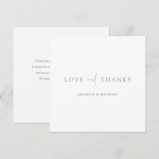 Eenvoudig Chic Modern Gold Love and Bedankt Weddin (Voorkant / Achterkant)