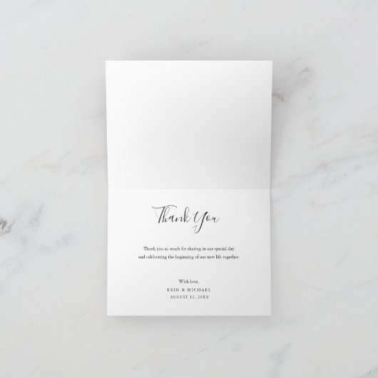 Eenvoudig Chic Modern Script Photo Weddenschap Bed Bedankkaart (Binnen)