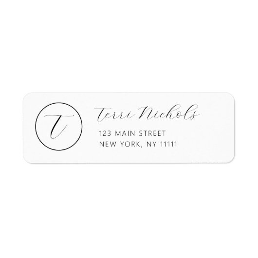 Eenvoudig Chic Monogram Return Address Label (Voorkant)