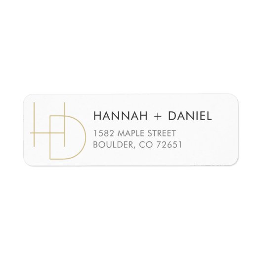 Eenvoudig Chic Monogram Weduwadres Etiket (Voorkant)