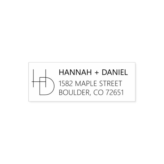 Eenvoudig Chic Monogram Weduwadres Zelfinktende Stempel (Design)