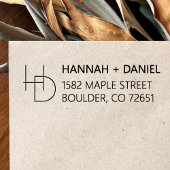 Eenvoudig Chic Monogram Weduwadres Zelfinktende Stempel