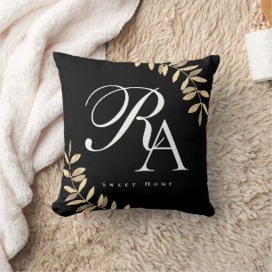 Eenvoudig Chic Monogram Zwart Kussen
